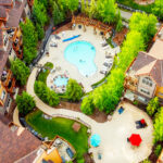 Stoneridge Mountain Resort patio, heated pool and hot tub