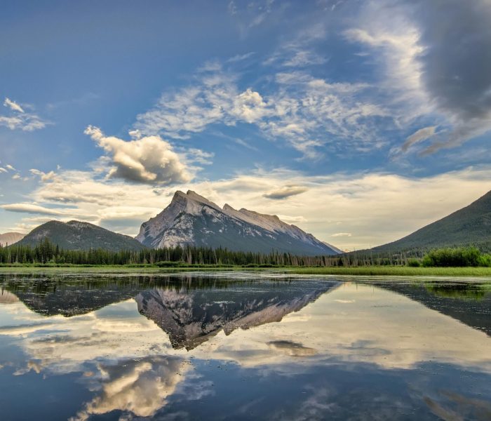 View of Mt Rundle from Banff's Vermillion Lakes